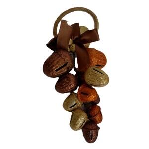 Fall Thanksgiving Decor Rustic Gold Glitter Acorn Bell Cluster Hanging Ornament